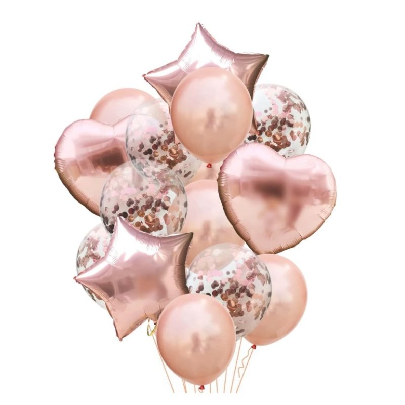 14pcs rose gold & Foil Balloons Set <br> FLV-0201