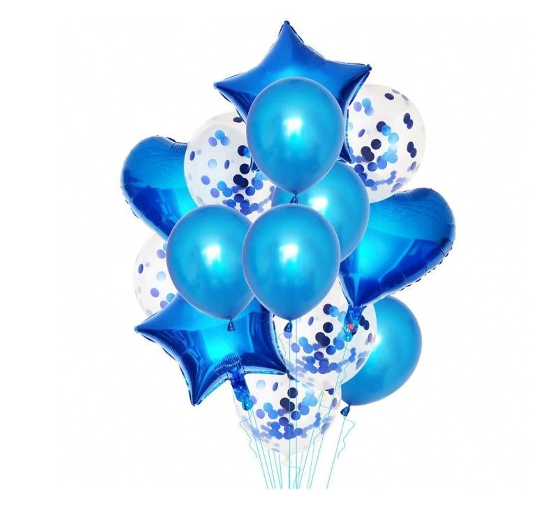 14pcs blue & Foil Balloons Set <br> FLV-0195