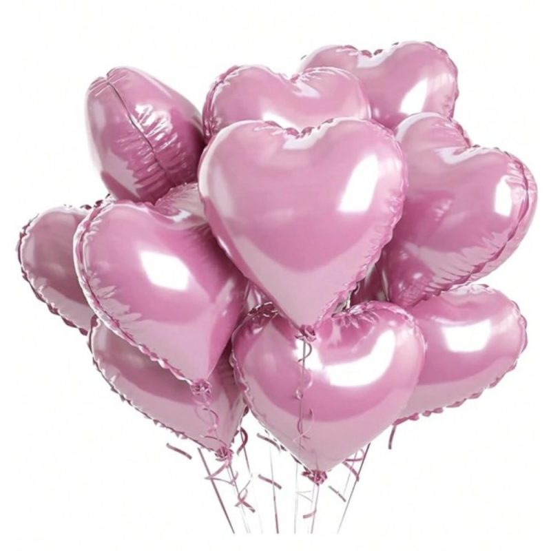 18-pink color Foil Heart Balloons <br> FLV-0197