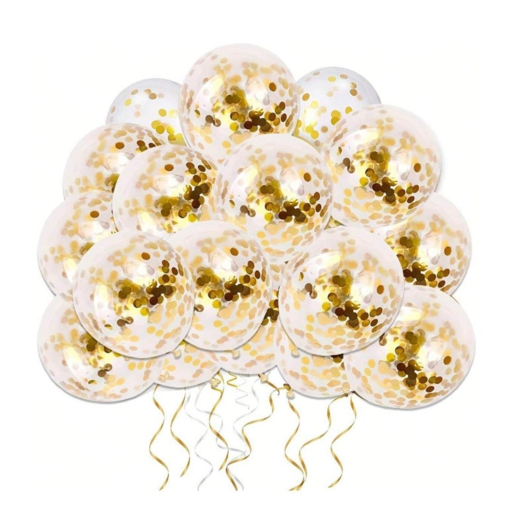 10/15/30/50pcs Gold Confetti Latex Party Balloons, 12 Inch Helium Gold Confetti Balloons <br> FLV-0203