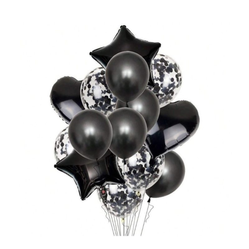 14pcs black Latex & Foil Balloons Set <br> FLV-0194