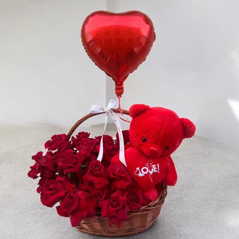50 Roses - Teddy Bear - Balloon <br> FLV-0258
